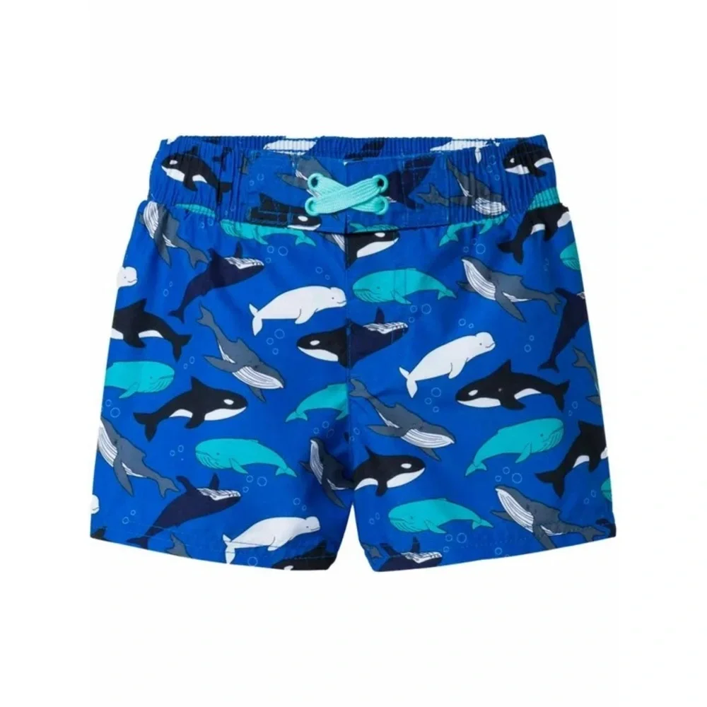 Cat & Jack Blue Whale Graphic Swim Shorts Baby Boys Size 9M